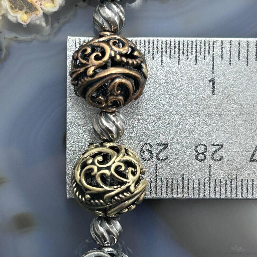 Carolyn Pollack Sterling, Brass, Copper Decorated Swirl Beads Bracelet For Women - Picture 10 of 10